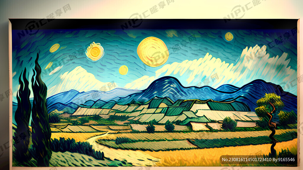 运用世界名画生成含有数字八创意