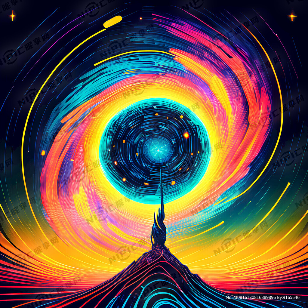 梵高创意星空 线条 霓虹灯