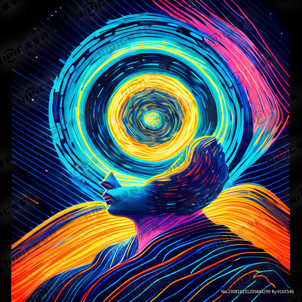梵高创意星空 线条 霓虹灯