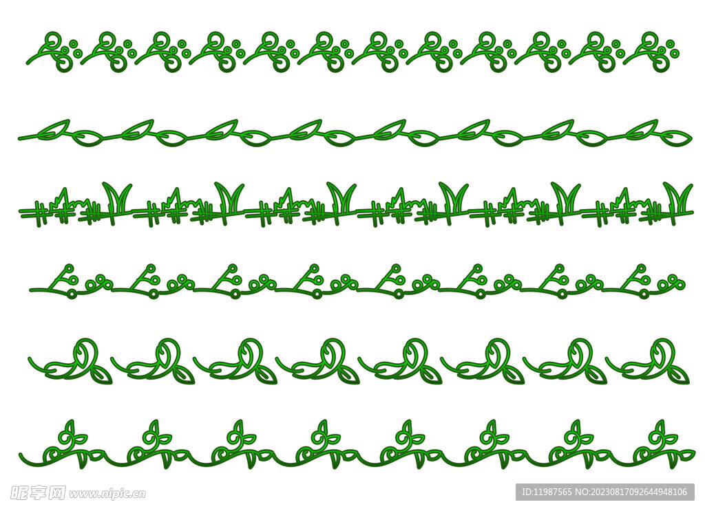 树叶清新绿色线条分割线纹理边框