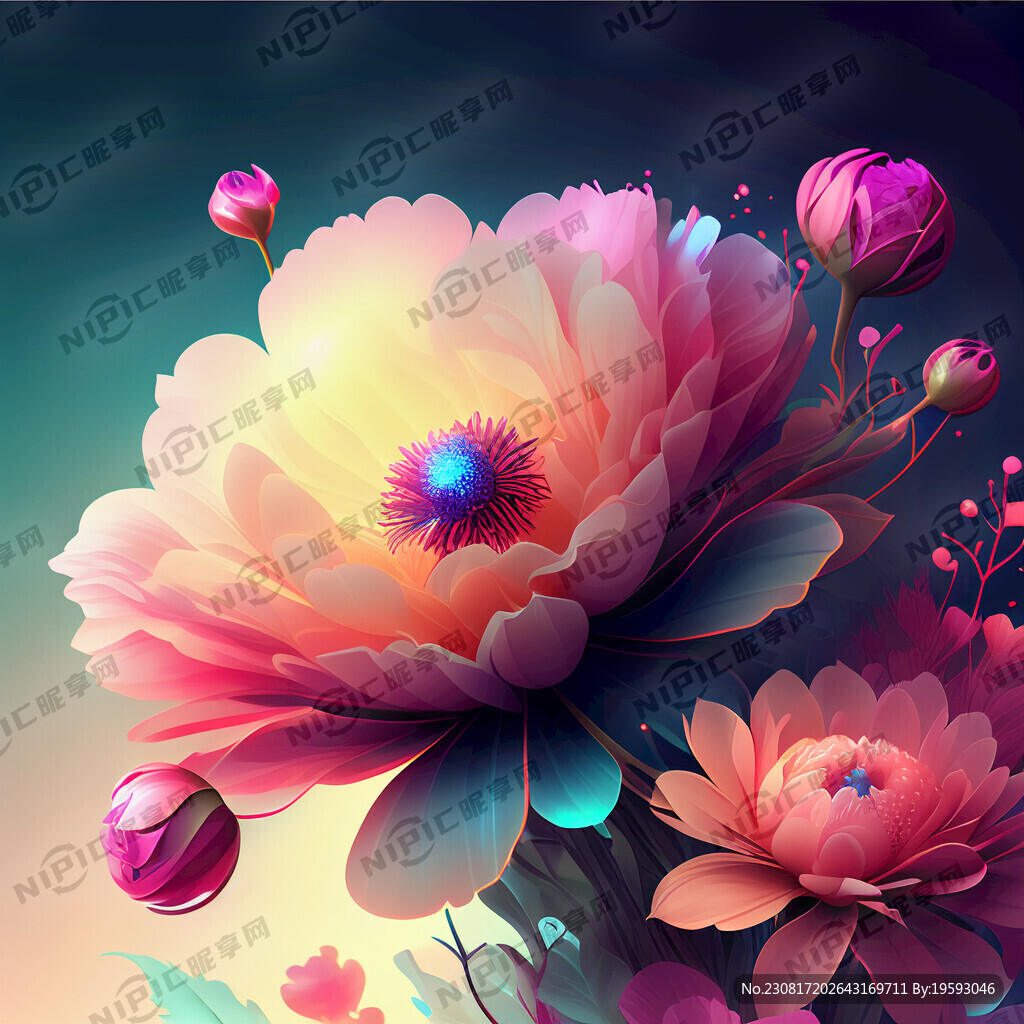 有科技感的梦幻浪漫高清花卉