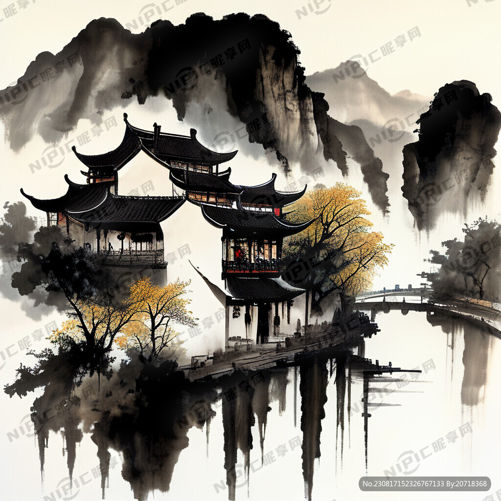 秦淮河 水墨 高清 白天