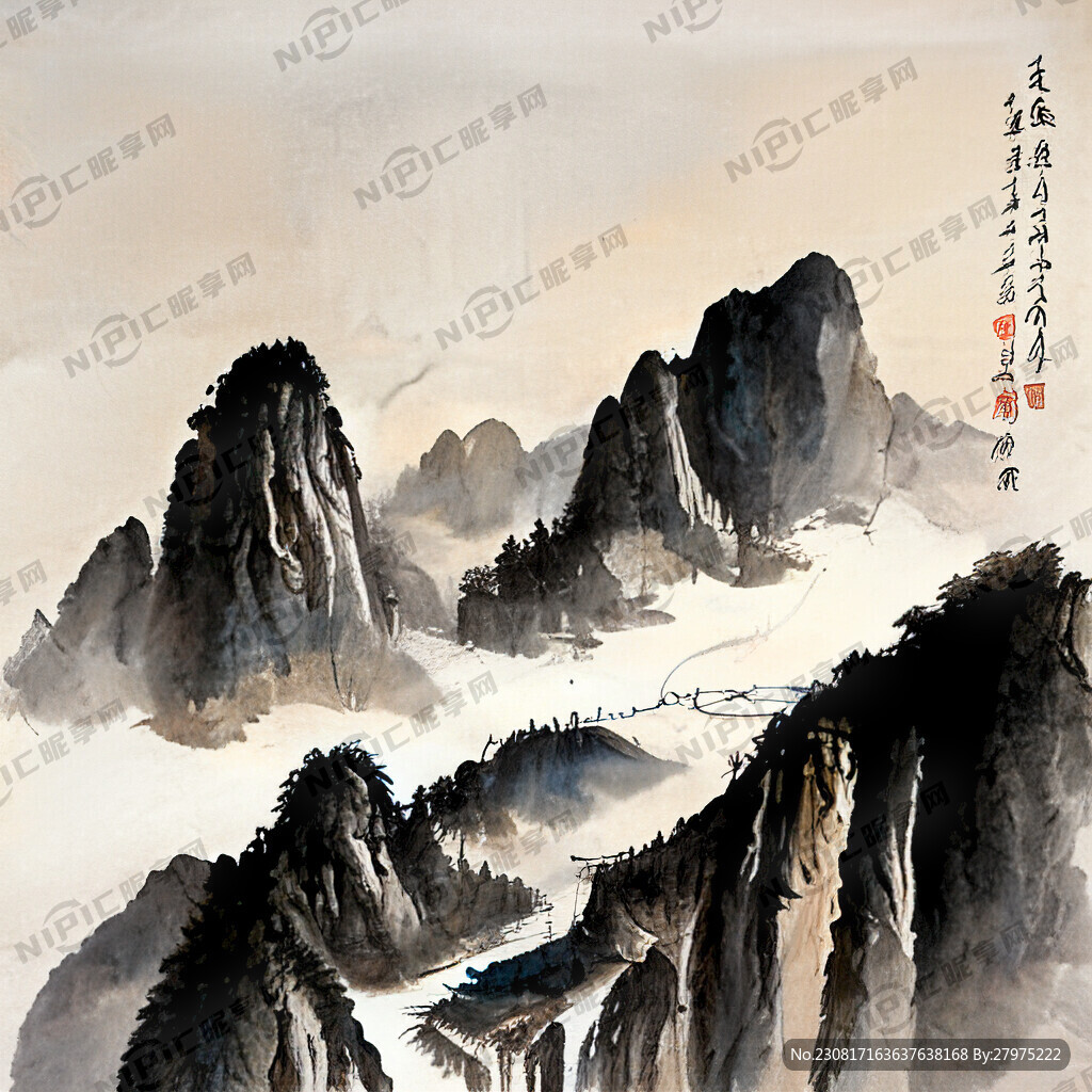 学生画山水画