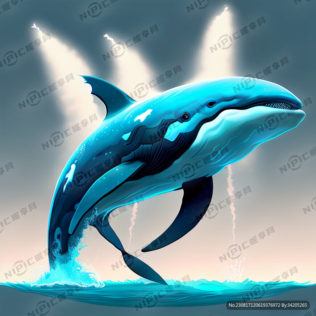 国庆赛博朋克海洋馆虎鲸蓝色系