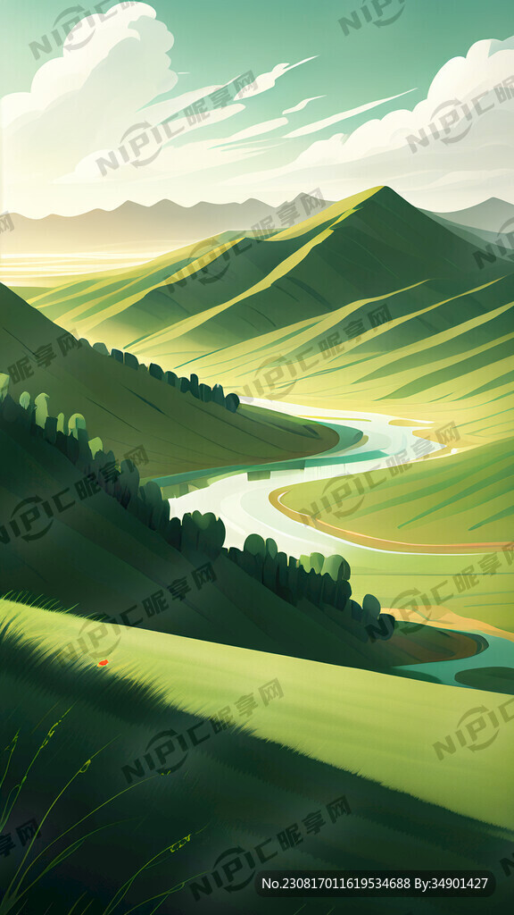 绿水青山草原艺术展宣传海报