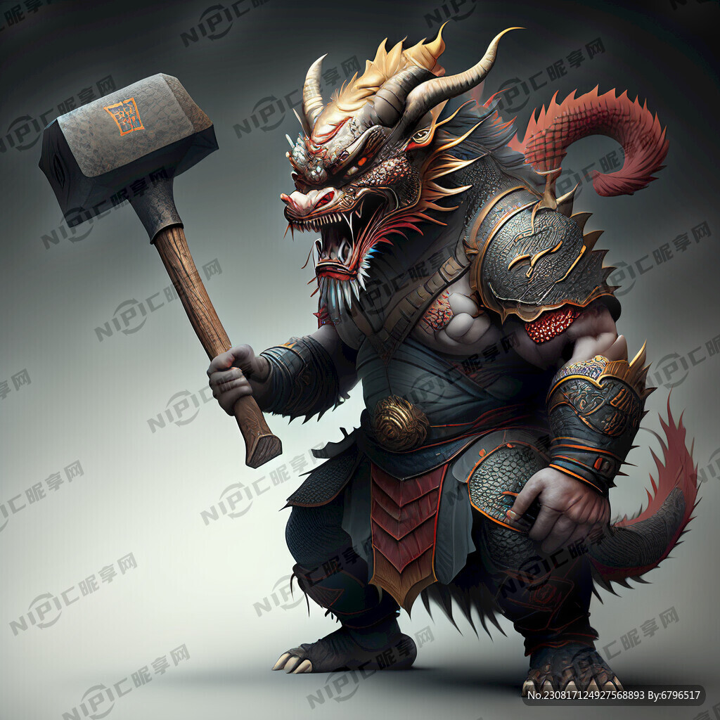 龙人拿着锤子 凶狠而正义