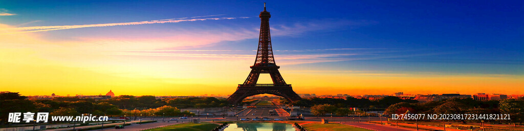 巴黎铁塔黄昏美景组合挂画装饰画