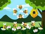 春游踏青蜜蜂采蜜蜂蜜