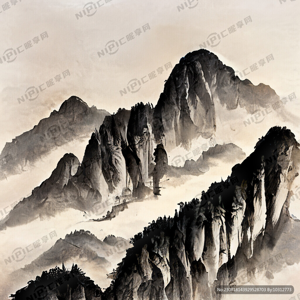 山谷 中国风 中国画 山水