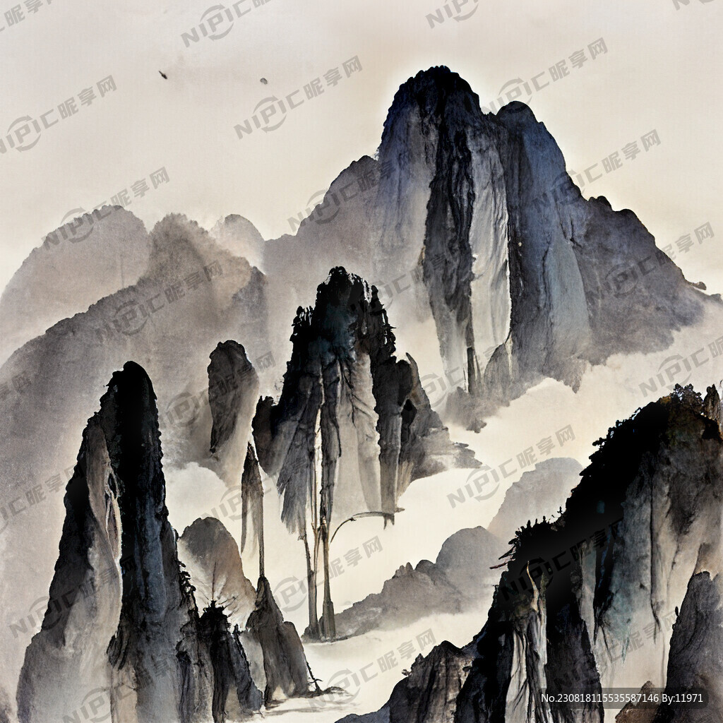 竹叶山水