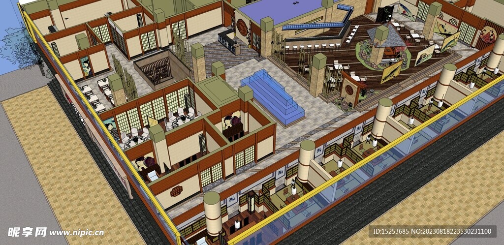 日式餐厅设计模型