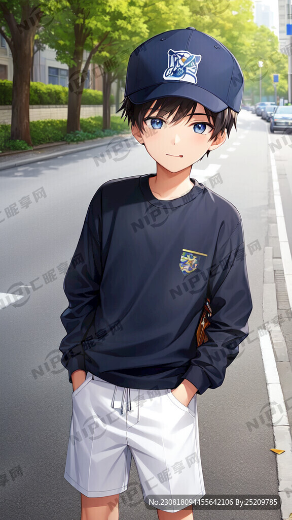 十五岁男生 寸头 快递员工服