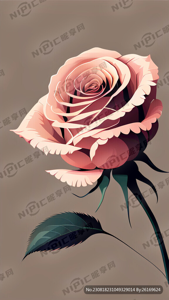 一朵矢量插画玫瑰