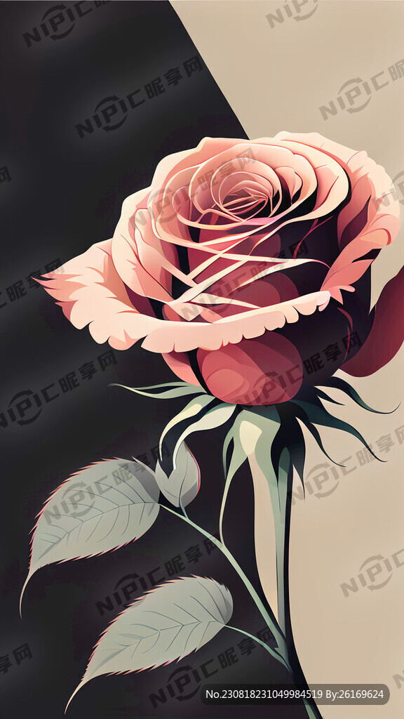 一朵矢量插画玫瑰