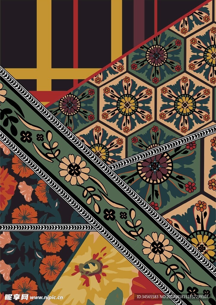 传统花卉图案地毯