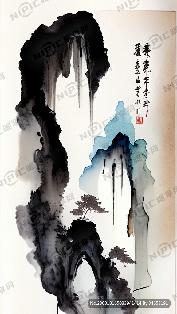 沉香标签 中国风 黑白风格