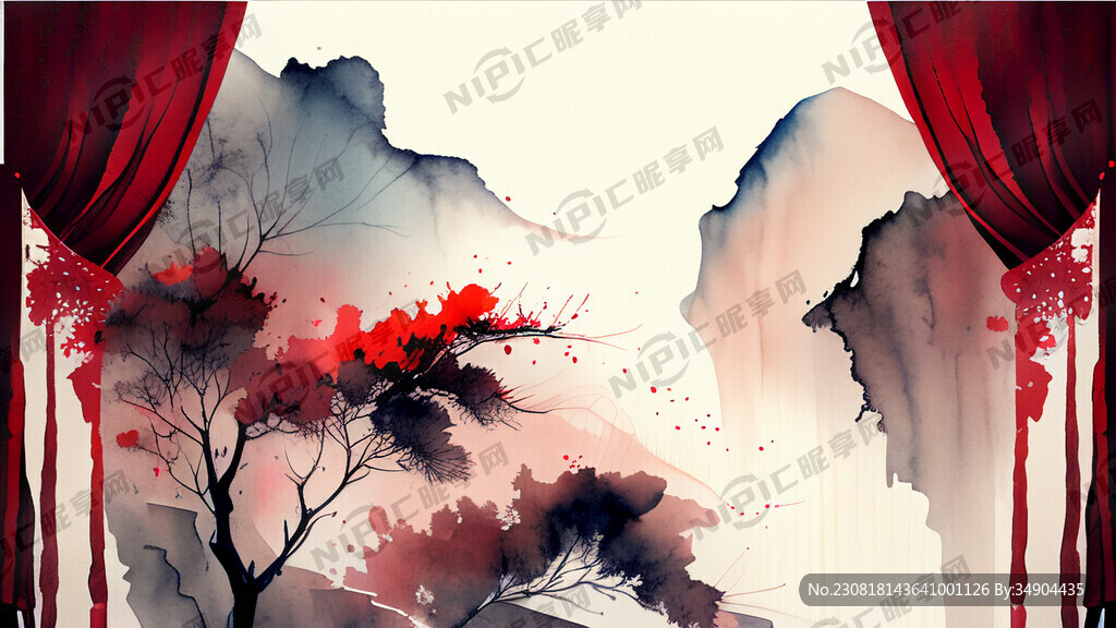 快板道具布幔背景红色色调