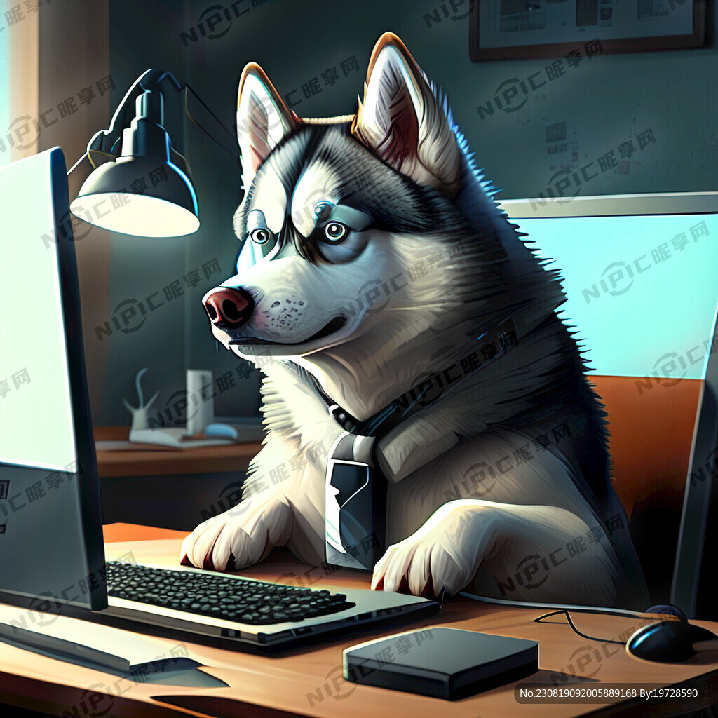 电脑 哈士奇 不想加班