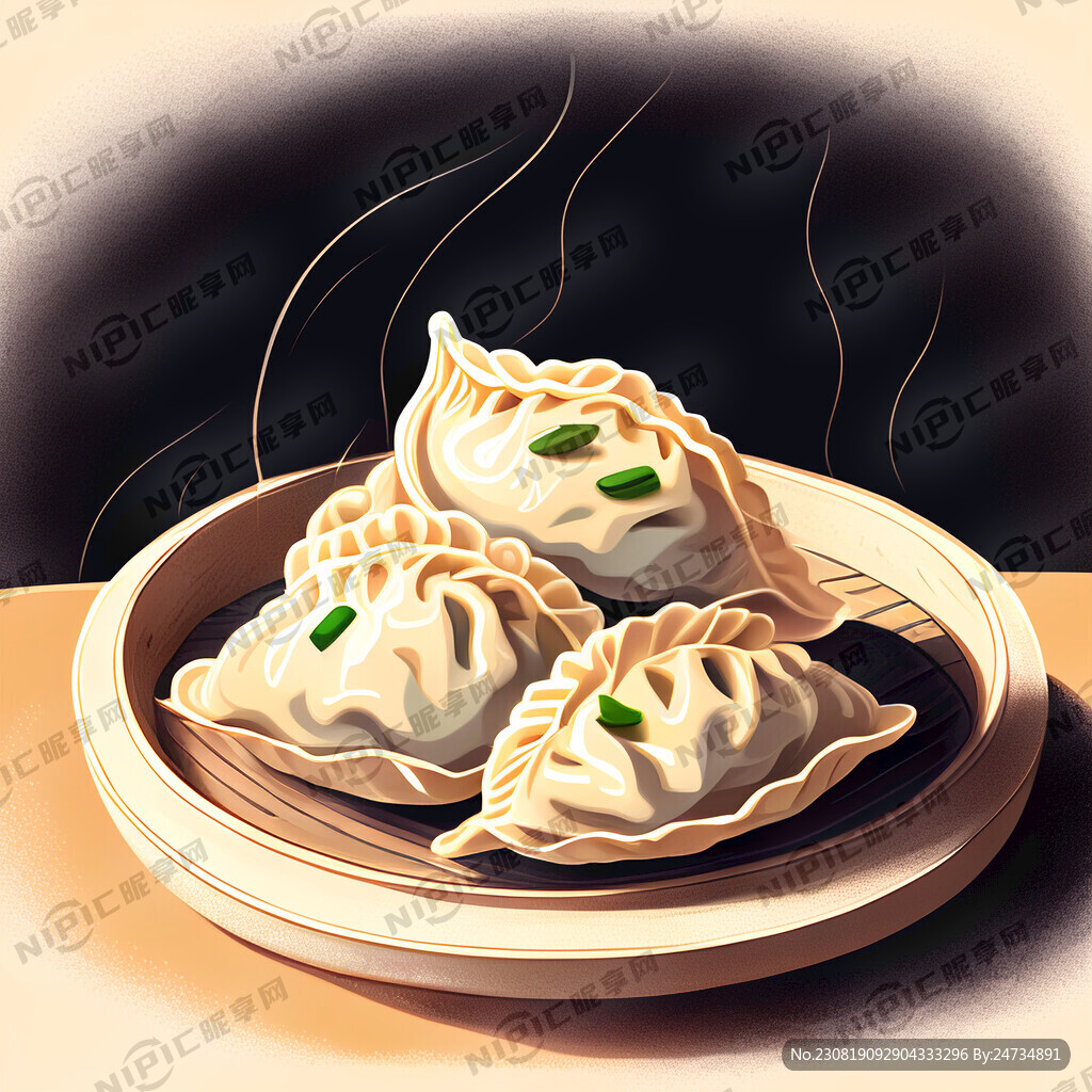 刚出炉的水饺 插画风格