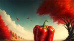 秋天，长红辣椒，唯美红色，高清，创意构图