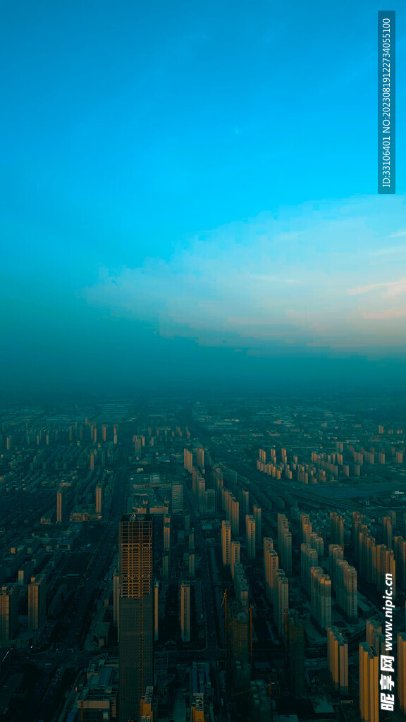 高空飞机视角看城市扬州江都区