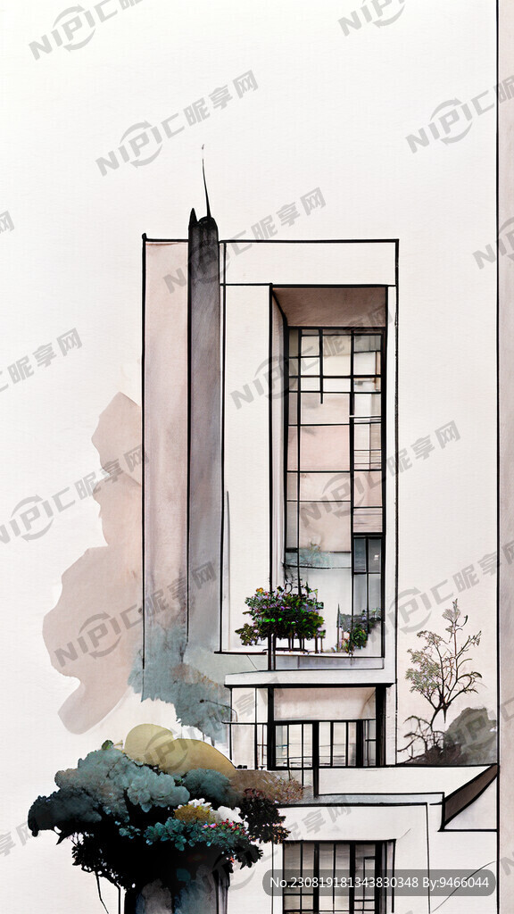 插画 住宅楼 国潮