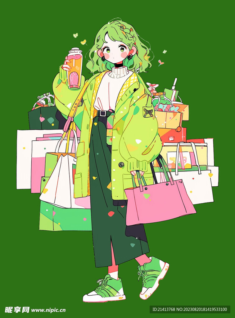 手绘女孩女人