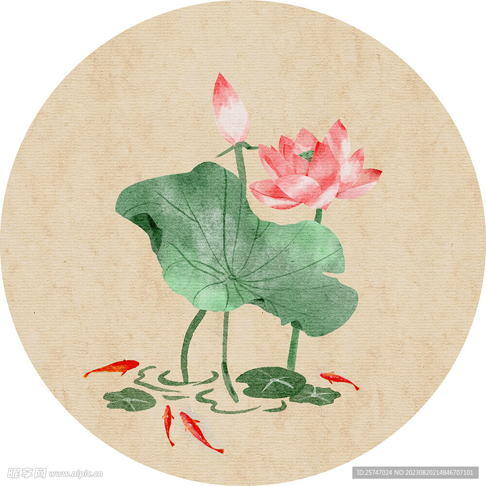 工笔画荷花背景玄关