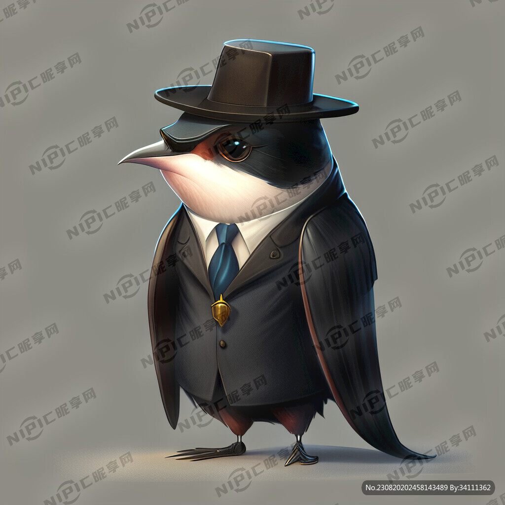 穿着律师服律师帽的燕子