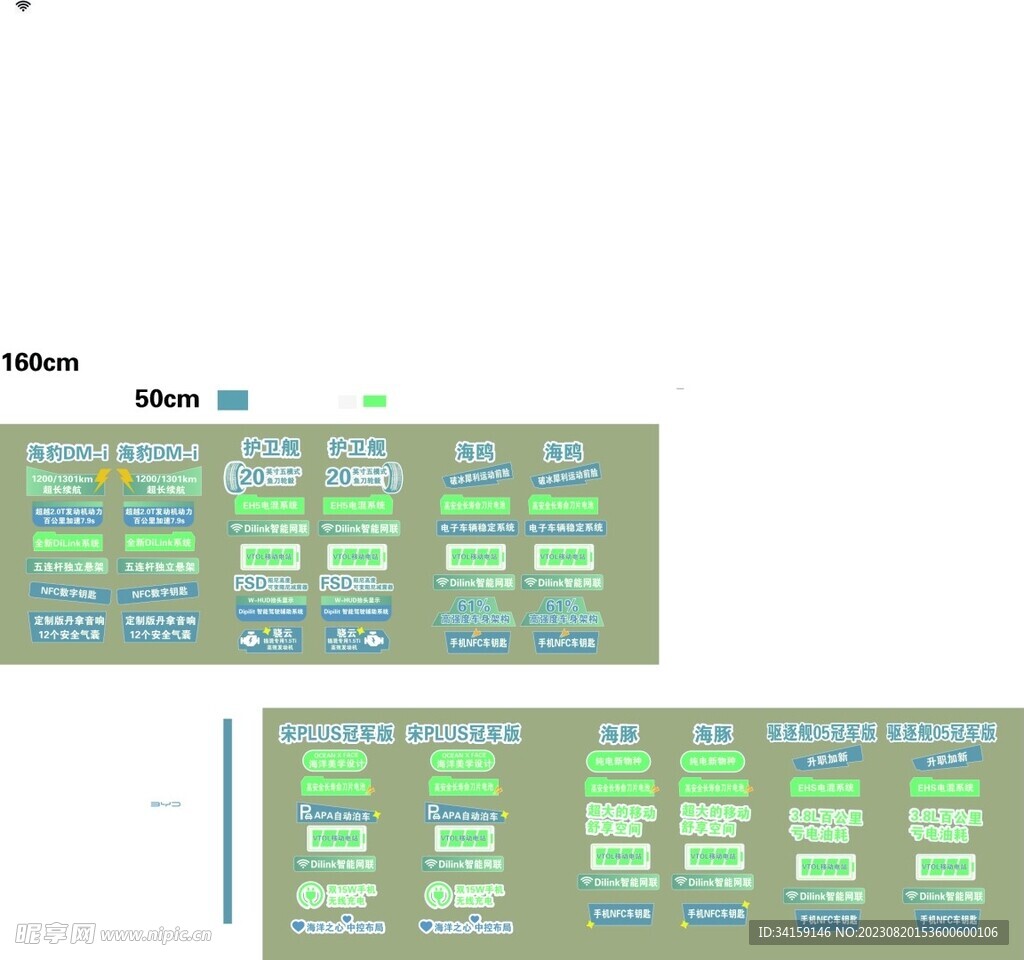 比亚迪海洋全车系卖点指示牌