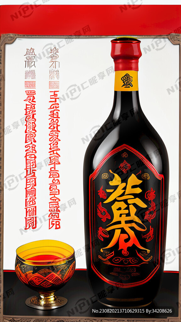 彝族高端白酒标签 精美华贵