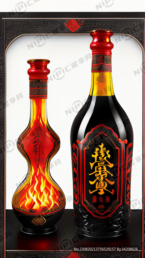 彝族高端白酒标签 精美华贵