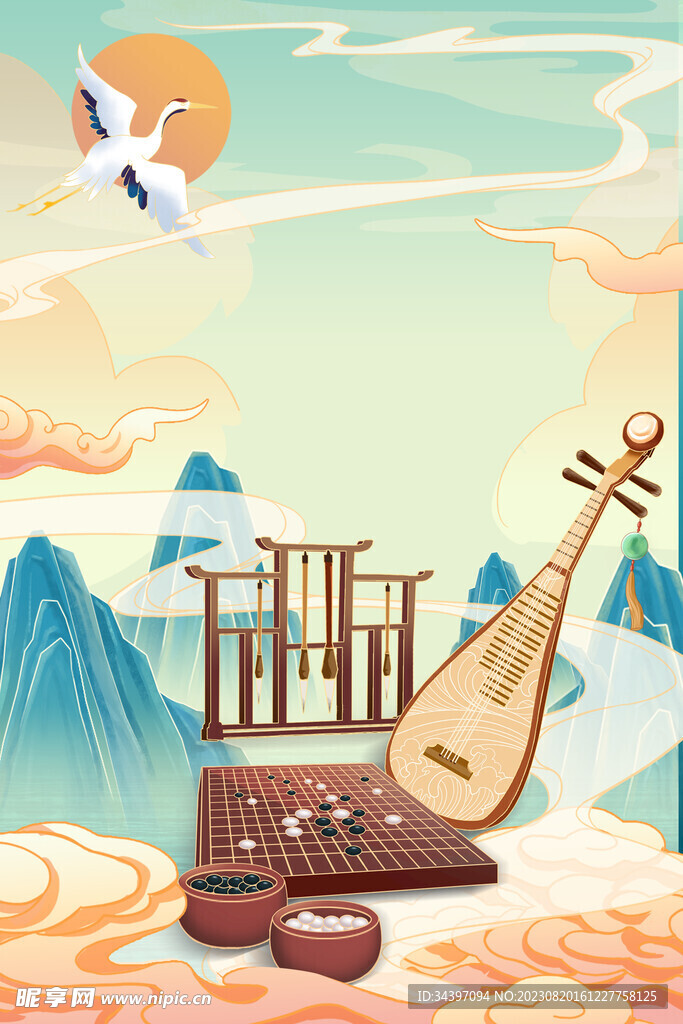 中式山水插画