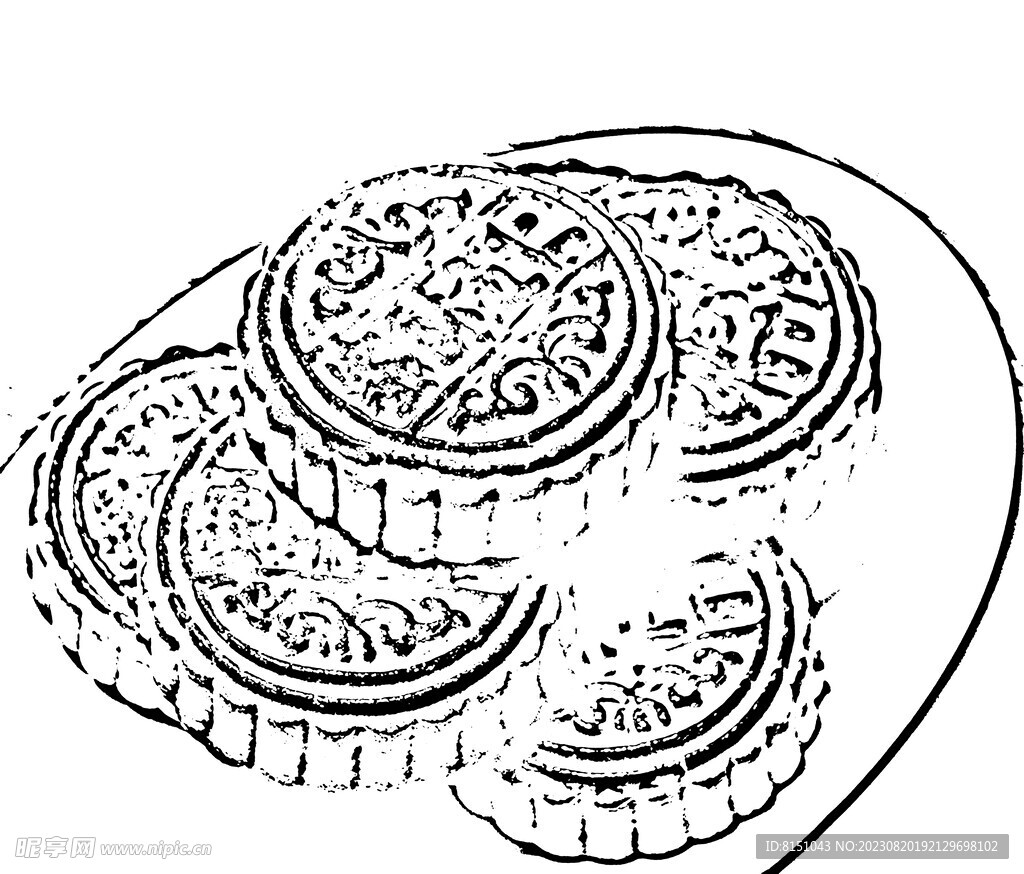 月饼白描