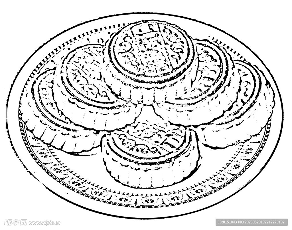 月饼线描