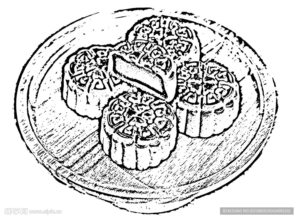 月饼线描