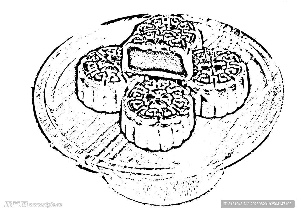 月饼线描