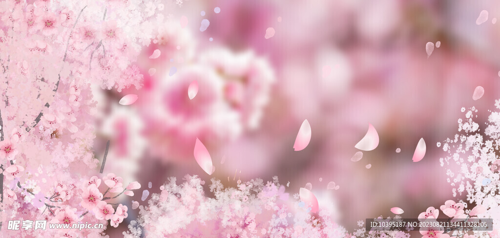 粉色浪漫樱花合成背景