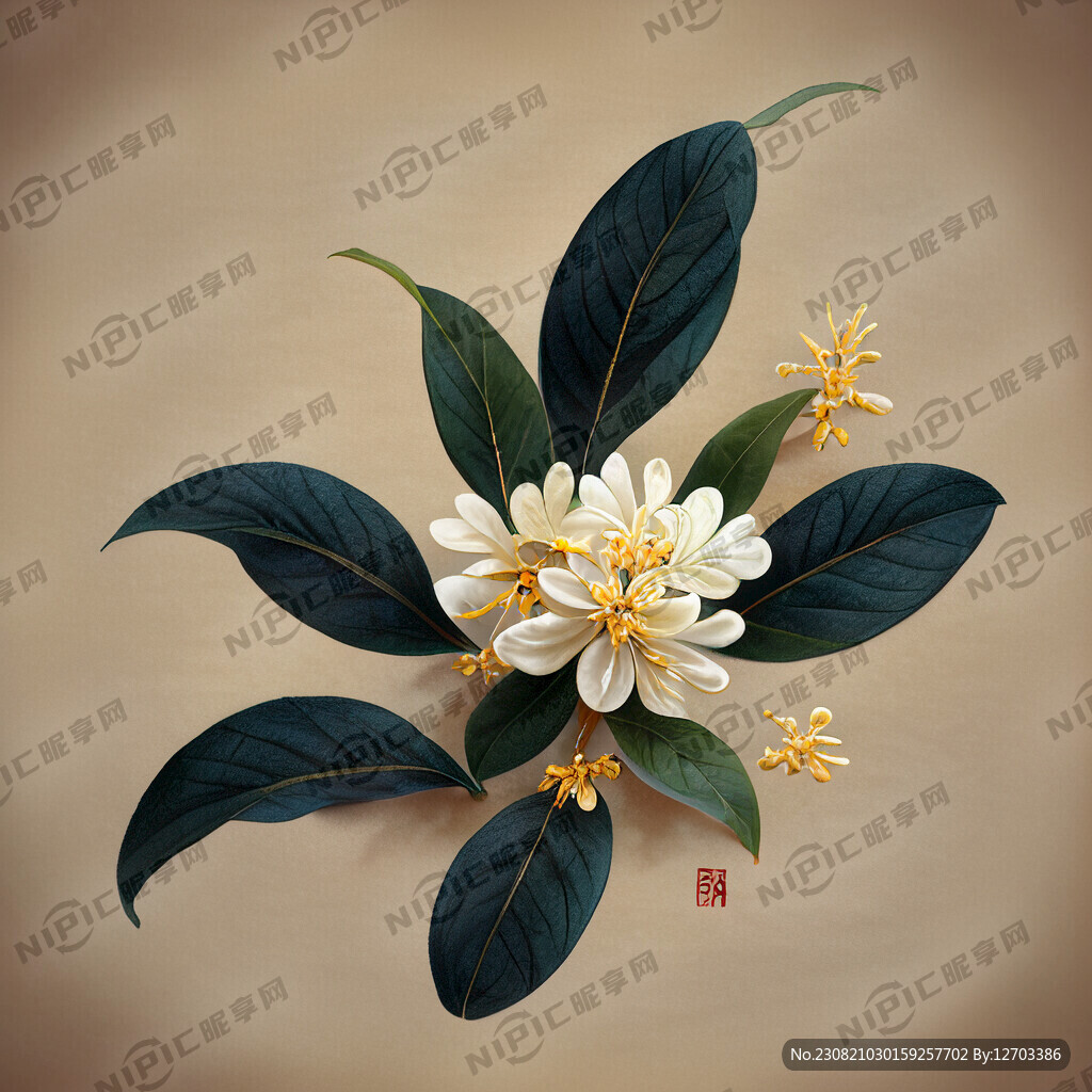 桂花手绘