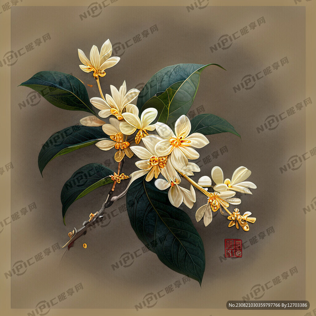 桂花手绘唯美