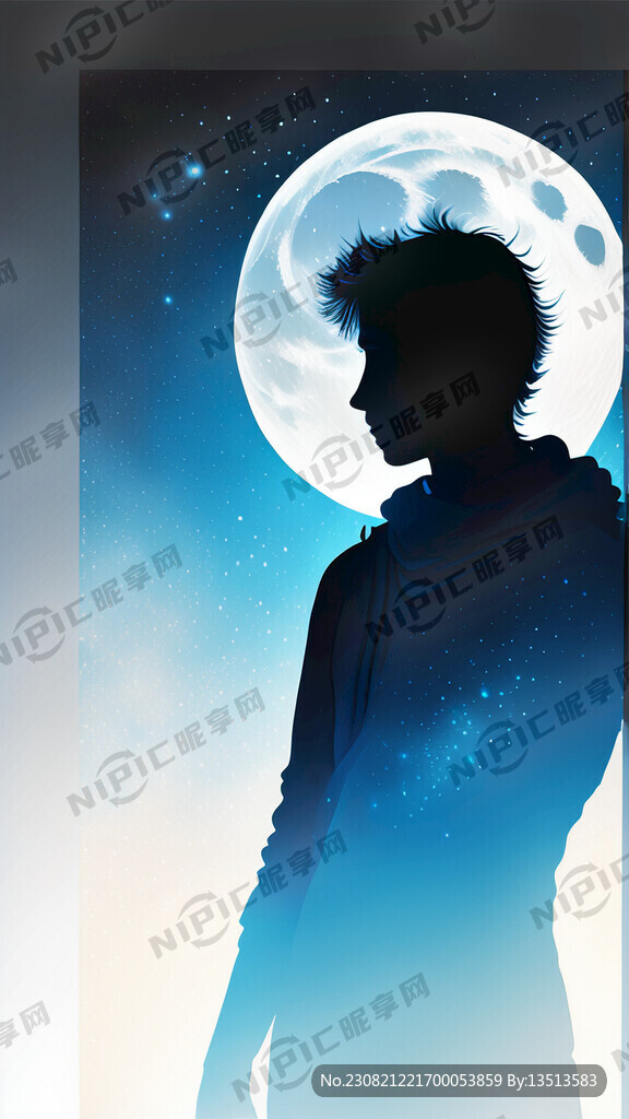 主体是整个夜空从蓝色到黑色的渐