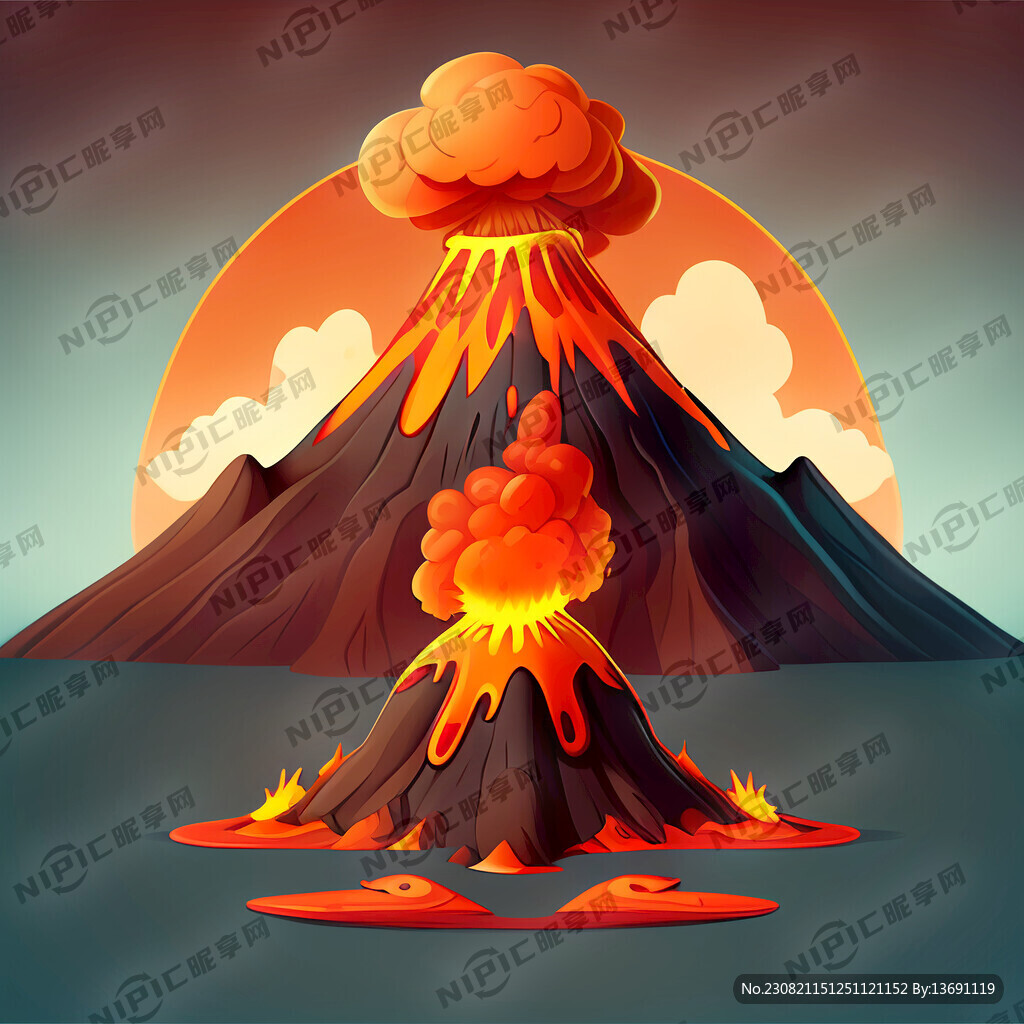 卡通火山纹