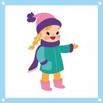 冬天戴帽子的小女孩卡通矢量图