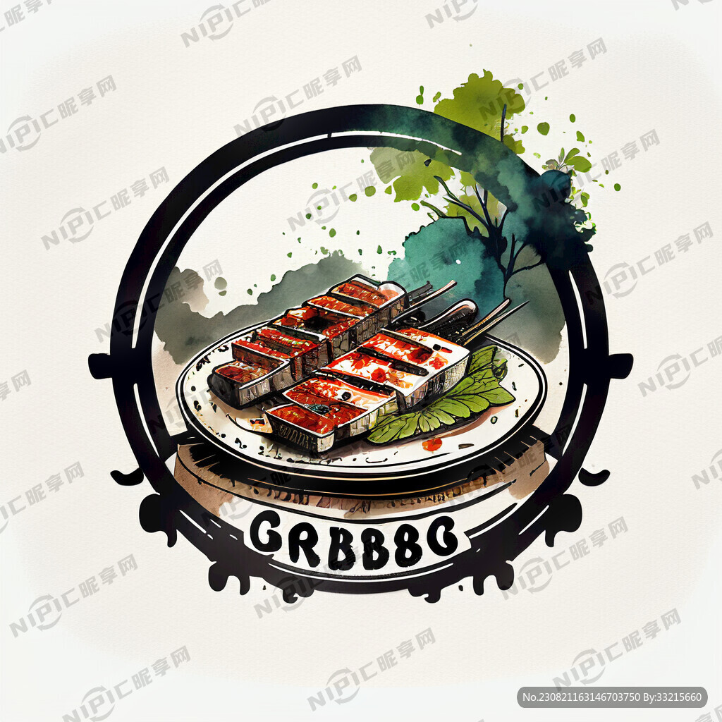 中国风纳福烧烤标志