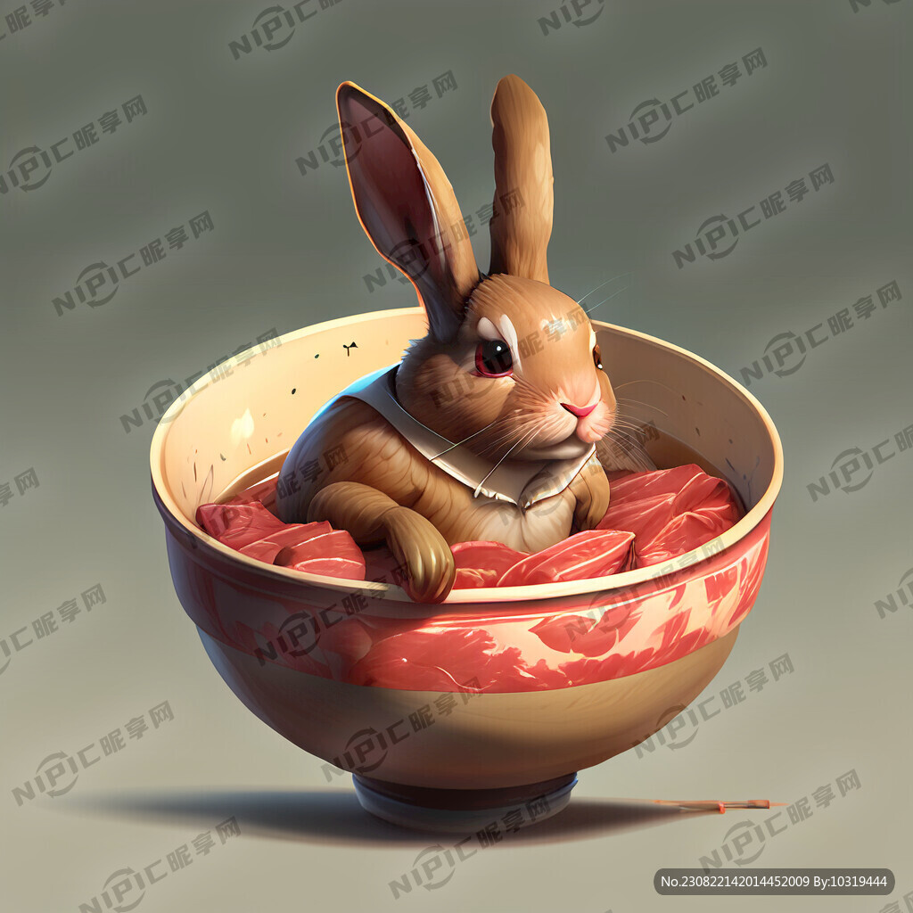 用碗盛着的兔肉