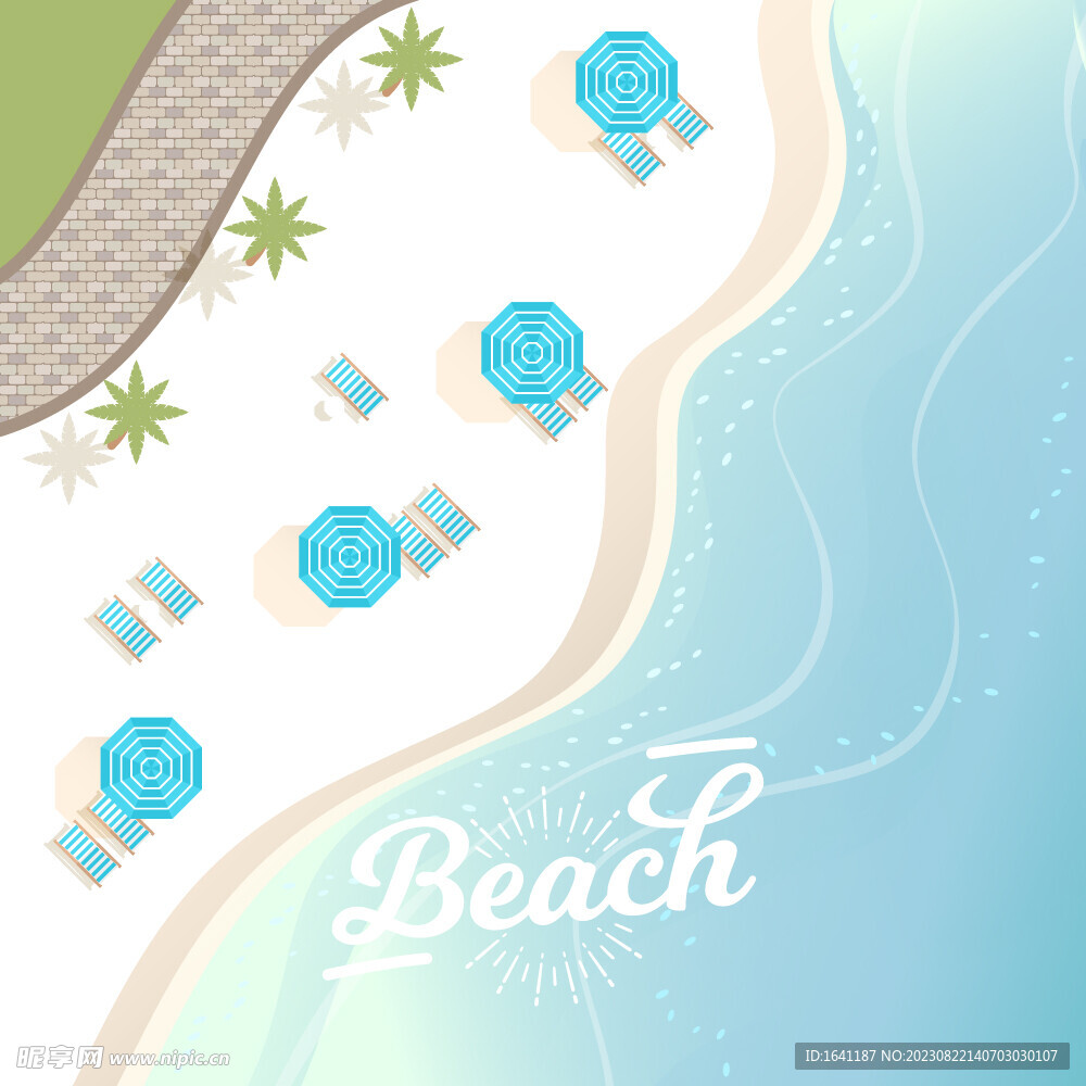  俯视海滩插图