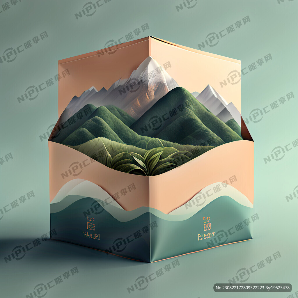 品牌名乐满里 茶叶包装 山景图