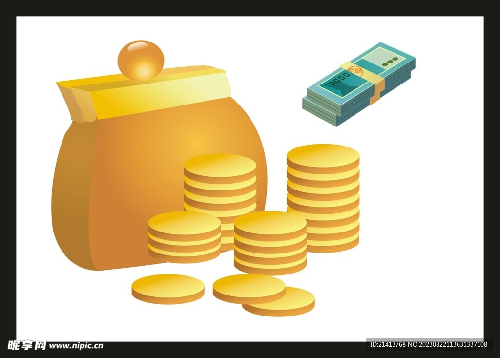 手绘金融货币 