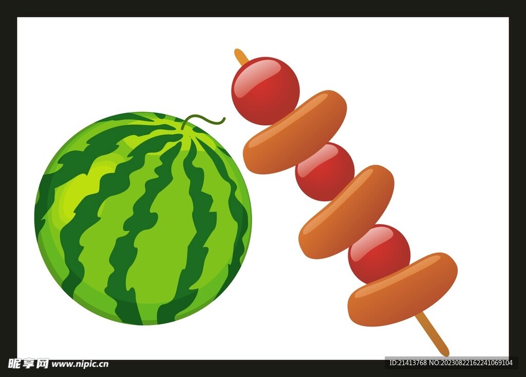 手绘西瓜水果 