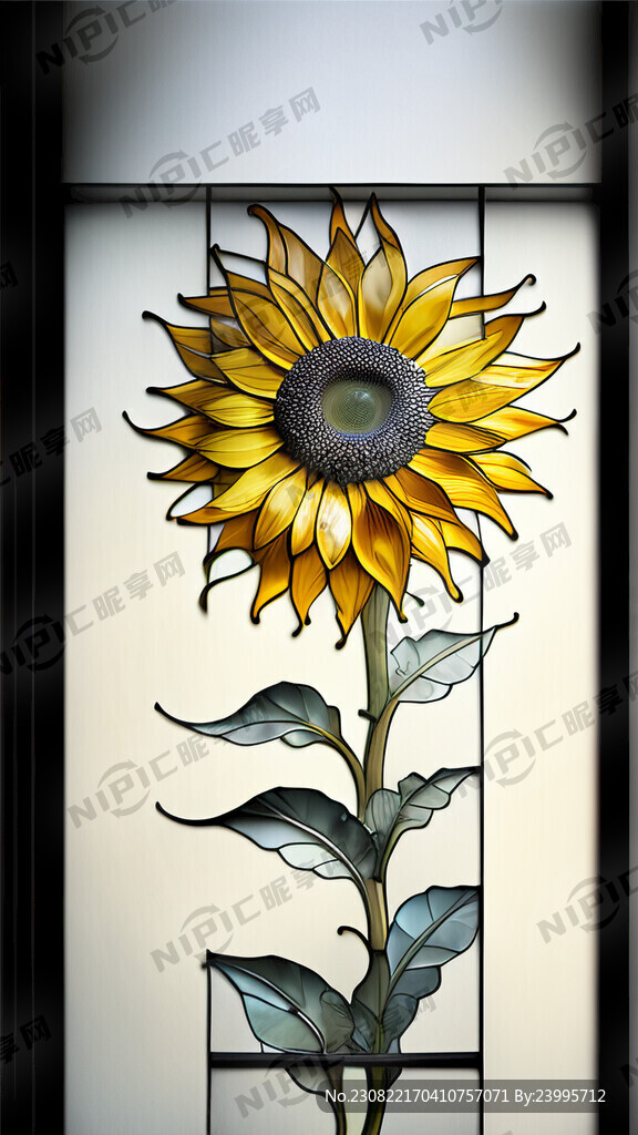玻璃花 向日葵 玻璃墙
